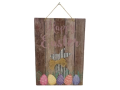 Lot of Happy Easter Wall Hanging Decor Sign with Bunny & Colorful Eggs