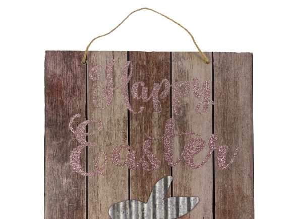 Lot of Happy Easter Wall Hanging Decor Sign with Bunny & Colorful Eggs