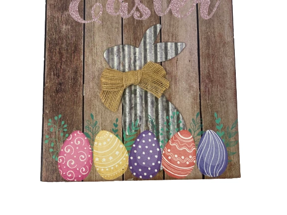 Lot of Happy Easter Wall Hanging Decor Sign with Bunny & Colorful Eggs