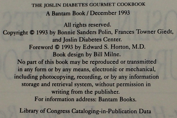 Joslin Diabetes Gourmet Cookbook 1993 - Heart Healthy Recipes, Vintage