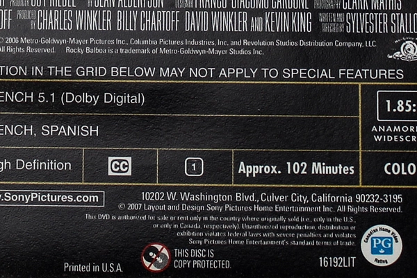 Rocky Balboa DVD 2007 PG Stallone Never Give Up & Never Stop Believing