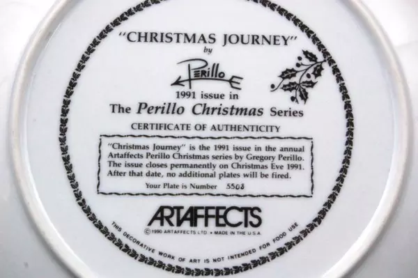 Gregory Perillo 1991 Christmas Journey Collector Plate #5508 - Very Good