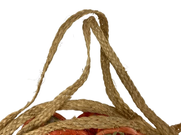 Woven Straw Tote Bag Purse Pink Green Orange Beige Floral Double Handle Open