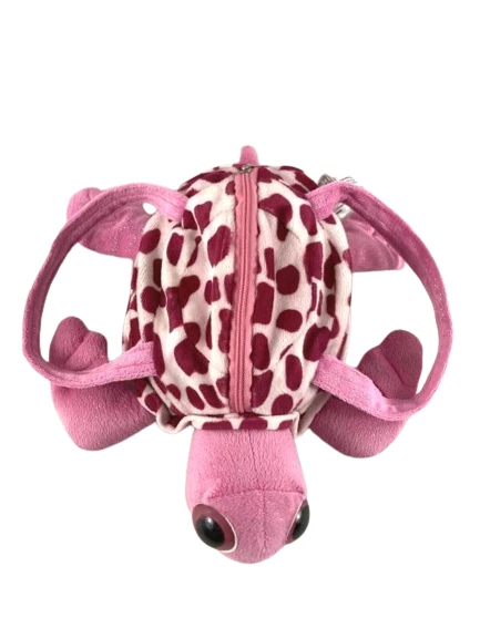 Fiesta Pink Turtle Purse Girls Bag with Metallic Accents & Zip Closure