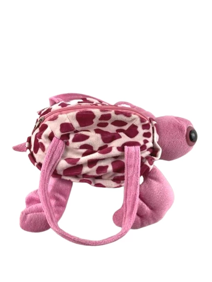Fiesta Pink Turtle Purse Girls Bag with Metallic Accents & Zip Closure