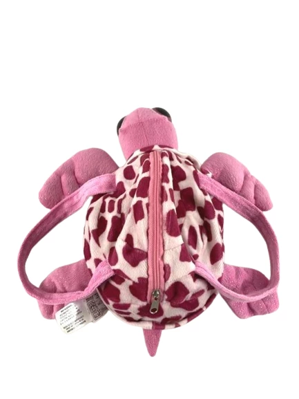 Fiesta Pink Turtle Purse Girls Bag with Metallic Accents & Zip Closure