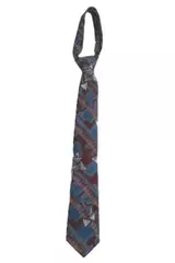 Vintage Bonjour Men's Neck Tie Red Silver Blue Geometric 55" USA