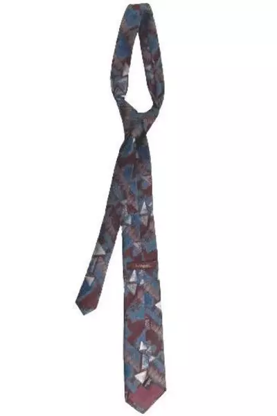 Vintage Bonjour Men's Neck Tie Red Silver Blue Geometric 55" USA