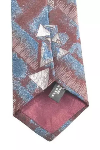 Vintage Bonjour Men's Neck Tie Red Silver Blue Geometric 55" USA