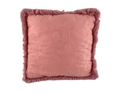 Light Pink Floral Damask Throw Pillow Square Fringe Edges 18in Elegant Decor