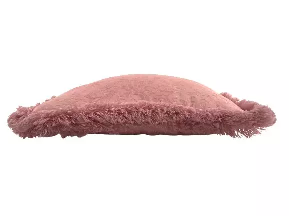 Light Pink Floral Damask Throw Pillow Square Fringe Edges 18in Elegant Decor