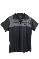 Tri Mountain Performance Polo Shirt Black Gray SYL Logo Men's L, Tags Attached