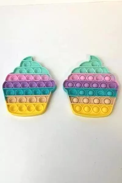Lot of 2 Cupcake Pop It Fidget Toys - Sensory Stress Relief Pastel