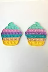 Lot of 2 Cupcake Pop It Fidget Toys - Sensory Stress Relief Pastel