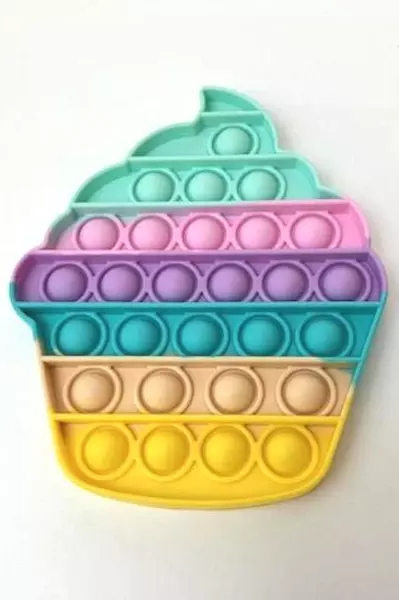 Lot of 2 Cupcake Pop It Fidget Toys - Sensory Stress Relief Pastel