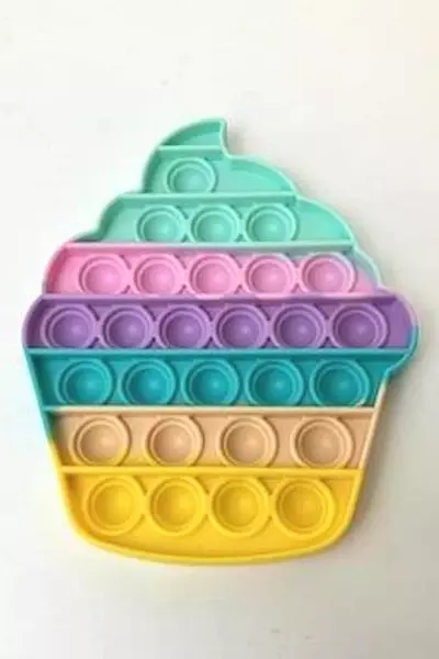 Lot of 2 Cupcake Pop It Fidget Toys - Sensory Stress Relief Pastel