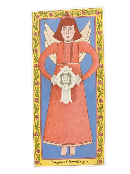 Margaret Furlong Floral Cross Pin Bisque Porcelain Carriage House Studio