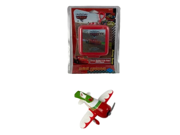 Lot of 2 Disney Pixar Cars Toy Airplane & Crazy Eights Go Fish Game