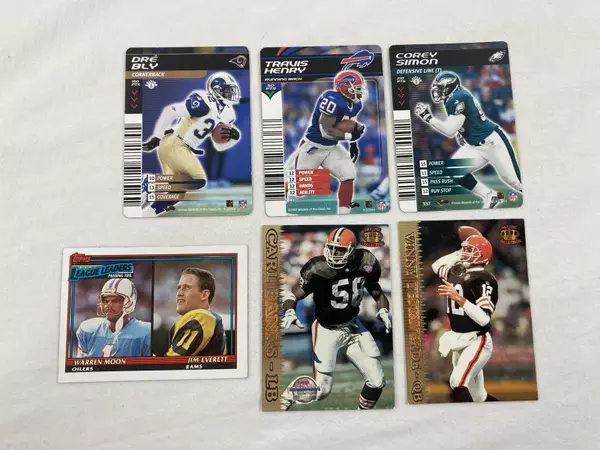 Lot of 6 Vintage 1990s NFL Football Cards - Bly, Simon, Henry, Banks, Everett
