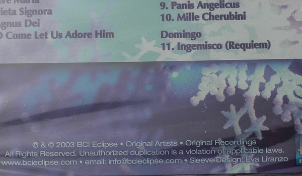 The 3 Tenors Christmas CD 2003 Sealed Disc, Broken Case - Lot of 1