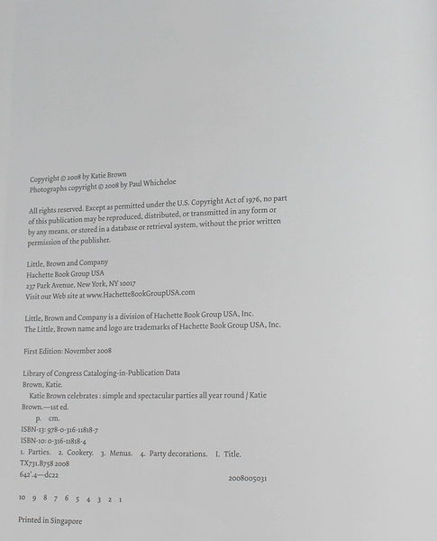 Katie Brown Celebrates Cookbook 2008 Hardcover Simple & Spectacular Parties