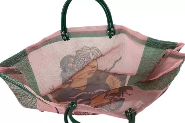 Large Frida Kahlo Double Handle Tote Bag Geometric Beach Bag Used