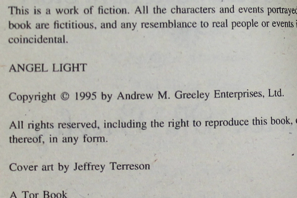 Angel Light by Andrew M. Greeley Paperback Book 1996 Tor Books Good