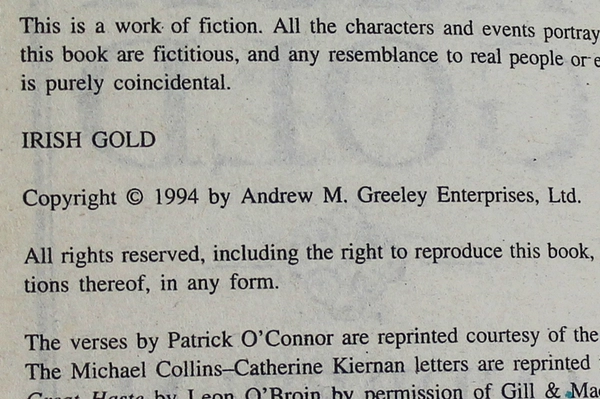 Irish Gold Andrew M. Greeley Paperback Novel 1995 Forge Books Wear