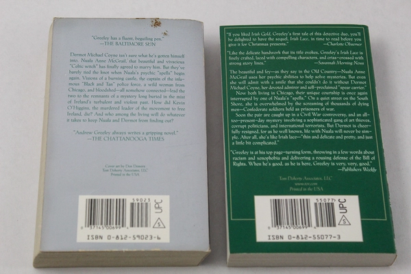 Lot of 2 Andrew M. Greeley Paperbacks: Irish Mist & Irish Lace - Good Cond.