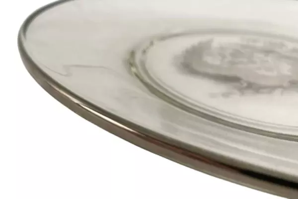 25th Anniversary Clear Glass Plate 8" Embossed Leaves & Bow Bell Collectible