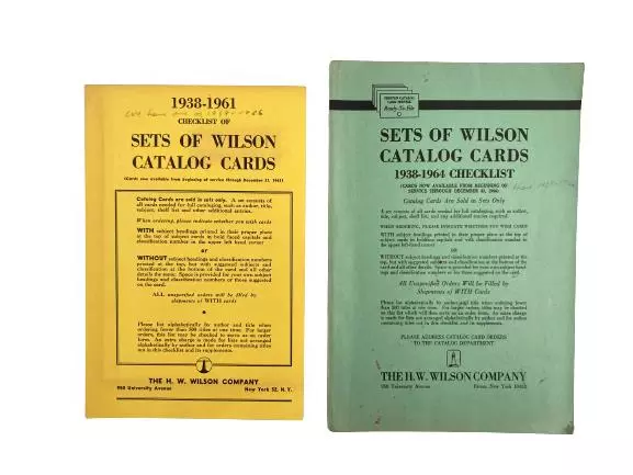 Vtg Lot of 2 H.W. Wilson Catalog Cards Books 1938-1964 Checklist