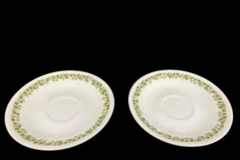 Lot of 2 Vintage Corelle Livingware Crazy Daisy Saucers Avocado Green