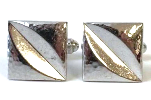 Vintage Hickok Silver-Tone Hammered Square Cufflinks USA Made Elegant Style
