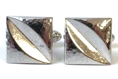 Vintage Hickok Silver-Tone Hammered Square Cufflinks USA Made Elegant Style