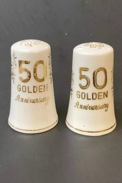 Vintage Treasure Masters 50th Anniversary Salt & Pepper Shakers Japan