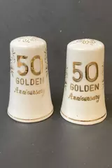 Vintage Treasure Masters 50th Anniversary Salt & Pepper Shakers Japan