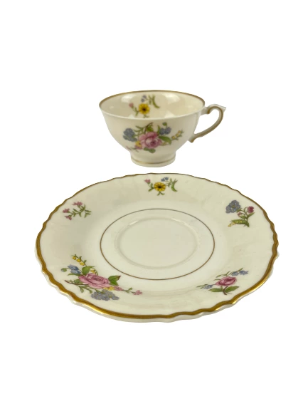 Vtg Federal Shape Syracuse China Teacup & Saucer USA Made Victorian Replacement