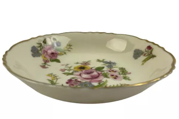 Vtg Syracuse China Fruit Bowl USA Federal Shape Floral Replacement