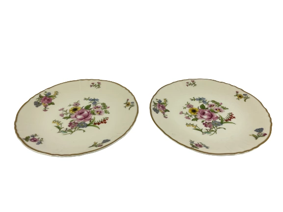 Set of 2 Vtg Federal Shape Syracuse China Dessert Plates USA Victorian Floral
