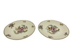 Set of 2 Vtg Federal Shape Syracuse China Dessert Plates USA Victorian Floral