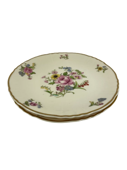 Set of 2 Vtg Federal Shape Syracuse China Dessert Plates USA Victorian Floral