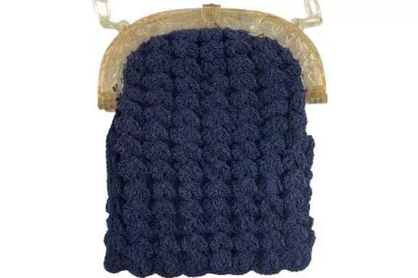 Vintage Hand Knit Purse with Plastic Chain Handle - Unique Accessory