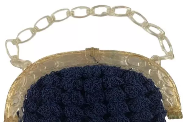 Vintage Hand Knit Purse with Plastic Chain Handle - Unique Accessory
