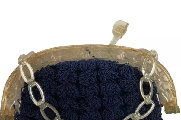 Vintage Hand Knit Purse with Plastic Chain Handle - Unique Accessory