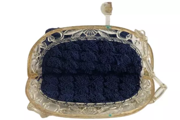 Vintage Hand Knit Purse with Plastic Chain Handle - Unique Accessory