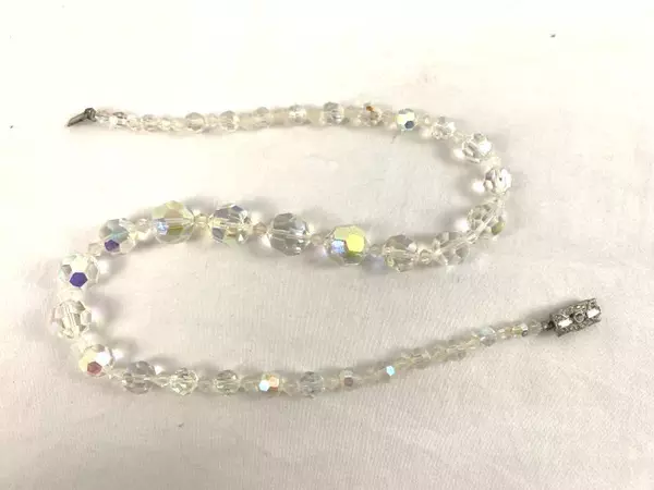 Vintage Clear Plastic Bead Necklace & Clip-On Earrings Jewelry Set