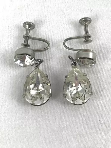 Vintage Clear Plastic Bead Necklace & Clip-On Earrings Jewelry Set