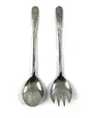 Set of 2 Vintage Silverplated Salad Serving Utensils Made In Italy Tarnish