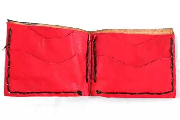 Red Tooled Embossed Leather Bi-Fold Wallet from Argentina - Card Slots