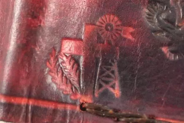 Red Tooled Embossed Leather Bi-Fold Wallet from Argentina - Card Slots